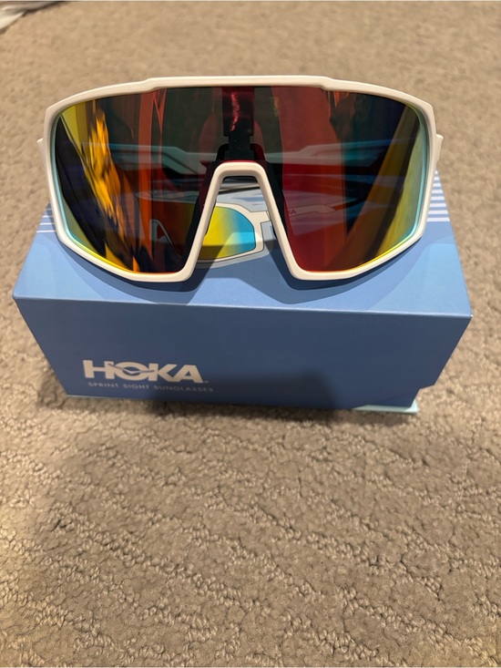 Hoka Accessories - Hoka White Frame Rainbow Mirrored Lens Performance Sunglasses